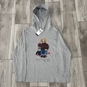 Polo Ralph Lauren Bear Christmas T Shirt Hoodie Gray Boys Size L(14-16) NWT